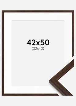Ramme Edsbyn Valnød 42x50 cm - Passepartout Hvid 33x41 cm