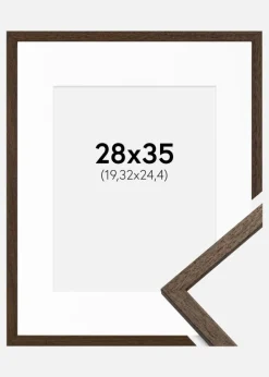 Ramme Edsbyn Valnød 28x35 cm - Passepartout Hvid 8x10 inches