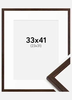Ramme Edsbyn Valnød 33x41 cm - Passepartout Hvid 24x32 cm