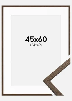 Ramme Edsbyn Valnød 45x60 cm - Passepartout Hvid 35x50 cm