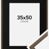 Ramme Edsbyn Valnød 35x50 cm - Passepartout Sort 25x35 cm