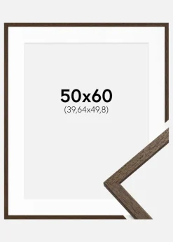 Ramme Edsbyn Valnød 50x60 cm - Passepartout Hvid 16x20 inches