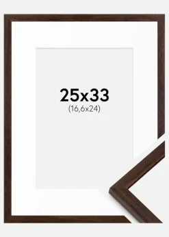 Ramme Edsbyn Valnød 25x33 cm - Passepartout Hvid B5 176x250 mm