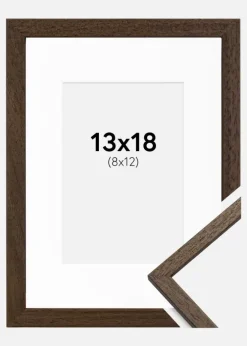 Ramme Edsbyn Valnød 13x18 cm - Passepartout Hvid 9x13 cm