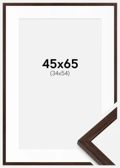 Ramme Edsbyn Valnød 45x65 cm - Passepartout Hvid 35x55 cm