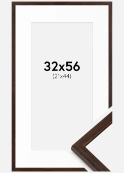 Ramme Edsbyn Valnød 32x56 cm - Passepartout Hvid 22x45 cm