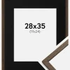 Ramme Edsbyn Valnød 28x35 cm - Passepartout Sort 20x25 cm