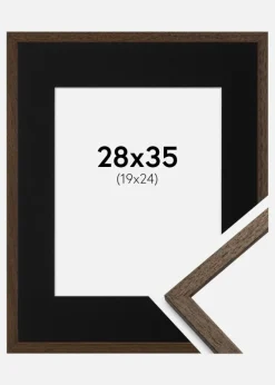 Ramme Edsbyn Valnød 28x35 cm - Passepartout Sort 20x25 cm