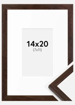 Ramme Edsbyn Valnød 14x20 cm - Passepartout Hvid 8x12 cm