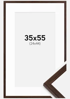 Ramme Edsbyn Valnød 35x55 cm - Passepartout Hvid 25x45 cm