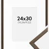 Ramme Edsbyn Valnød 24x30 cm - Passepartout Hvid 6x8 inches
