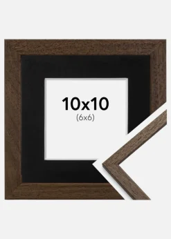 Ramme Edsbyn Valnød 10x10 cm - Passepartout Sort 7x7 cm