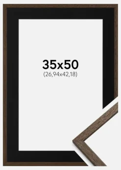 Ramme Edsbyn Valnød 35x50 cm - Passepartout Sort 11x17 inches