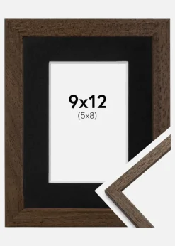 Ramme Edsbyn Valnød 9x12 cm - Passepartout Sort 6x9 cm