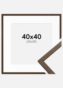 Ramme Edsbyn Valnød 40x40 cm - Passepartout Hvid 30x30 cm