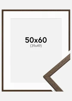 Ramme Edsbyn Valnød 50x60 cm - Passepartout Hvid 40x50 cm