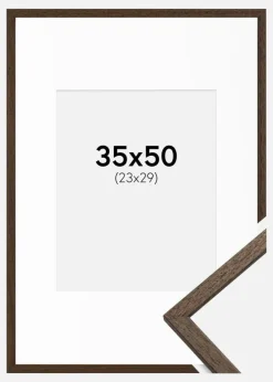 Ramme Edsbyn Valnød 35x50 cm - Passepartout Hvid 24x30 cm