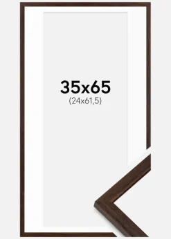 Ramme Edsbyn Valnød 35x65 cm - Passepartout Hvid 25x62,5 cm