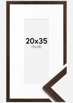 Ramme Edsbyn Valnød 20x35 cm - Passepartout Hvid 10x25 cm