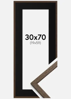 Ramme Edsbyn Valnød 30x70 cm - Passepartout Sort 20x60 cm