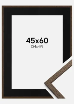 Ramme Edsbyn Valnød 45x60 cm - Passepartout Sort 35x50 cm