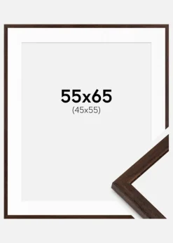 Ramme Edsbyn Valnød 55x65 cm - Passepartout Hvid 46x56 cm