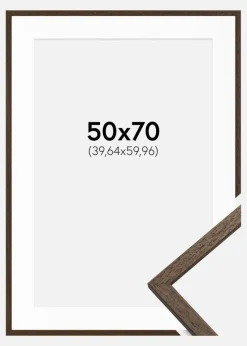 Ramme Edsbyn Valnød 50x70 cm - Passepartout Hvid 16x24 inches