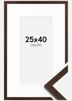 Ramme Edsbyn Valnød 25x40 cm - Passepartout Hvid 15x30 cm