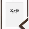 Ramme Edsbyn Valnød 32x40 cm - Passepartout Hvid 23x31 cm