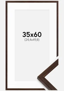 Ramme Edsbyn Valnød 35x60 cm - Passepartout Hvid 10x20 inches
