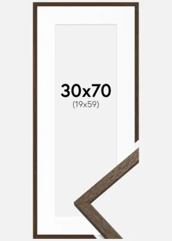 Ramme Edsbyn Valnød 30x70 cm - Passepartout Hvid 20x60 cm