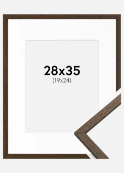 Ramme Edsbyn Valnød 28x35 cm - Passepartout Hvid 20x25 cm