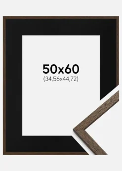 Ramme Edsbyn Valnød 50x60 cm - Passepartout Sort 14x18 inches
