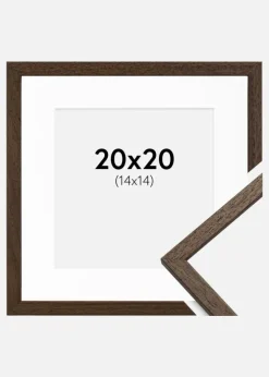 Ramme Edsbyn Valnød 20x20 cm - Passepartout Hvid 15x15 cm