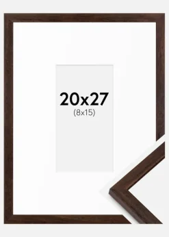 Ramme Edsbyn Valnød 20x27 cm - Passepartout Hvid 9x16 cm