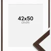Ramme Edsbyn Valnød 42x50 cm - Passepartout Hvid 32x40 cm