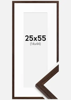 Ramme Edsbyn Valnød 25x55 cm - Passepartout Hvid 15x45 cm