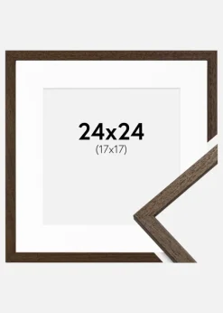 Ramme Edsbyn Valnød 24x24 cm - Passepartout Hvid 18x18 cm