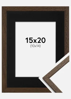 Ramme Edsbyn Valnød 15x20 cm - Passepartout Sort 11x15 cm