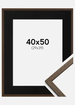 Ramme Edsbyn Valnød 40x50 cm - Passepartout Sort 30x40 cm