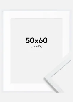 Ramme Edsbyn Warm White 50x60 cm - Passepartout Hvid 40x50 cm