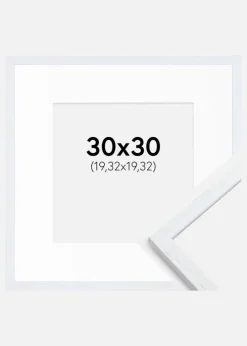 Ramme Edsbyn Warm White 30x30 cm - Passepartout Hvid 8x8 inches