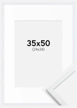 Ramme Edsbyn Warm White 35x50 cm - Passepartout Hvid 25x35 cm