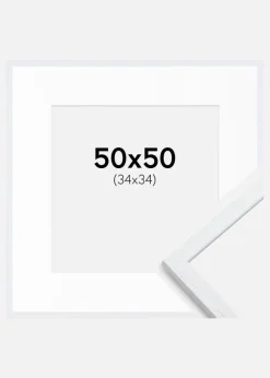 Ramme Edsbyn Warm White 50x50 cm - Passepartout Hvid 35x35 cm