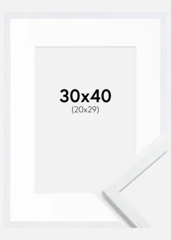 Ramme Edsbyn Warm White 30x40 cm - Passepartout Hvid 21x30 cm