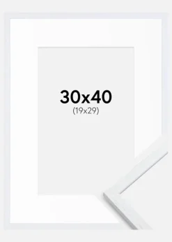 Ramme Edsbyn Warm White 30x40 cm - Passepartout Hvid 20x30 cm