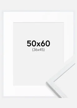 Ramme Edsbyn Warm White 50x60 cm - Passepartout Hvid 37x46 cm