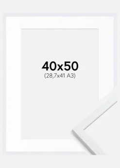 Ramme Edsbyn Warm White 40x50 cm - Passepartout Hvid 29,7x42 cm (A3)