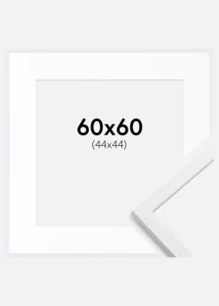 Ramme Edsbyn Warm White 60x60 cm - Passepartout Hvid 45x45 cm