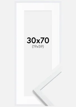 Ramme Edsbyn Warm White 30x70 cm - Passepartout Hvid 20x60 cm